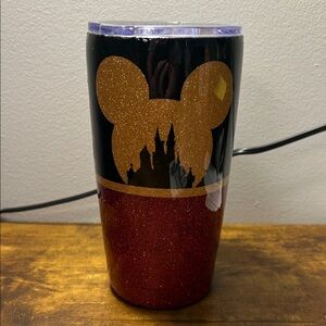 Disney Castle Glitter Tumbler - Black and Red
